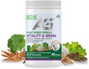 Vitality & Brain Powder, Blend of Synergistic Herbs, Lions Mane, Ginkgo, og grøntsager, Plantbaserede Formel, Ingen Fillers, Ingen Sukker Tilføjet - 40 Servere