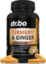 Gurkemeje med BioPerine & Ingefær Supplement - 1950mg Økologisk Tumerisk og Curcumin BioPerine Black Pepper Pills - Gurkemeje og Ingefær Supplement 60 Kapsler