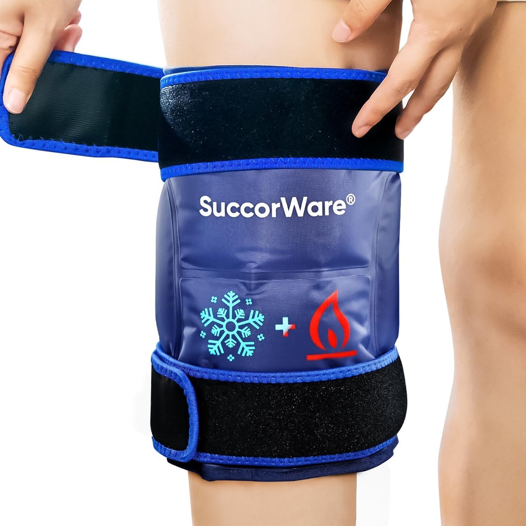 Knee Ice Pack Wrap til skader Genanvendelige - Hot & Cold Gel Tasker til ben, Ryg, Skuldre, Arme, albue Skader, Smerte Relief, Hævelse, Knee Erstatning Kirurgi Marineblå