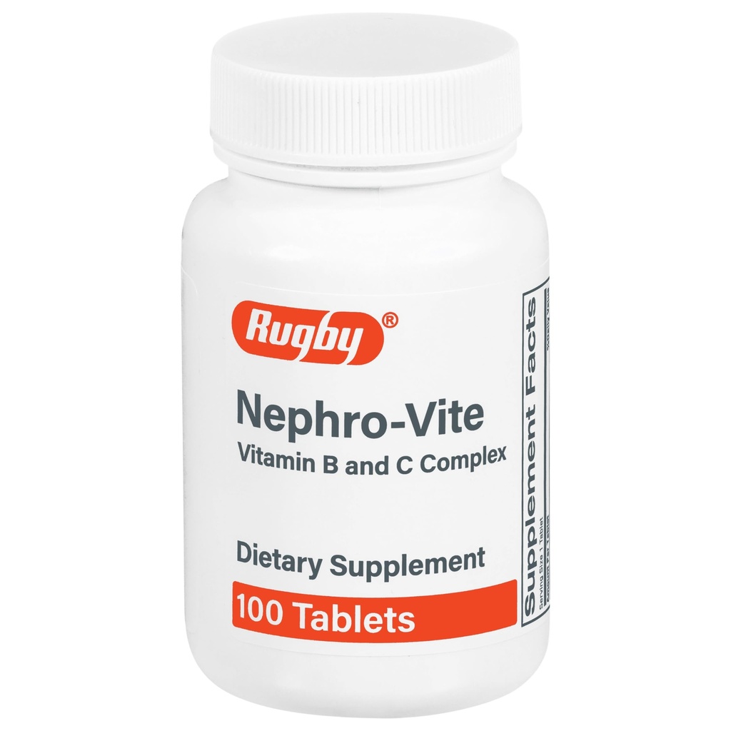 Rugby Nefro- Vite vitamin B og C Complex tabletter - Kosttilskud - 100 Tæl (1 pakke)
