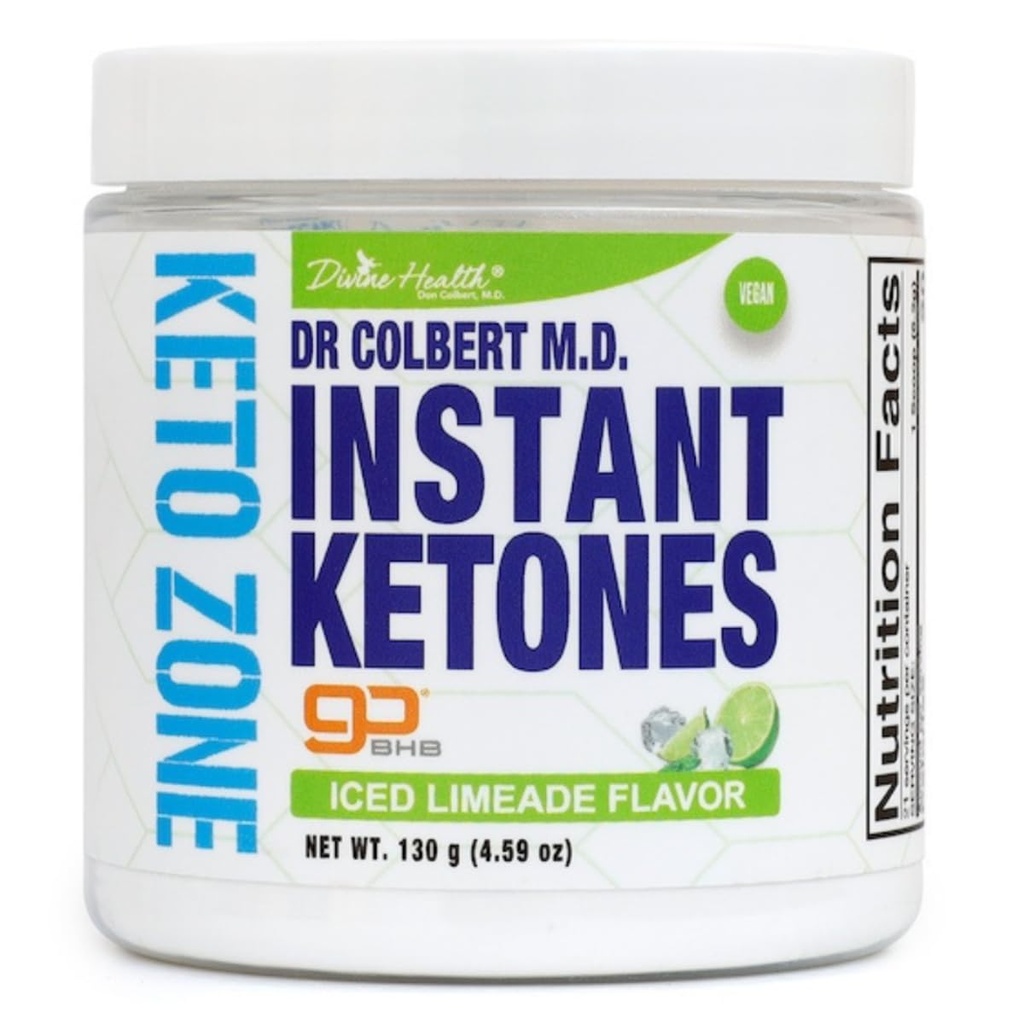 Guddommelig sundhed Dr. Colbert MD Instant Ketoner Pulver • 124; Limeade Flavor Anbefalet i The Keto Zone Diet Book • 124; GoBHB • 124; Exogenous BHB Ketone Salts • 124; 4.59oz