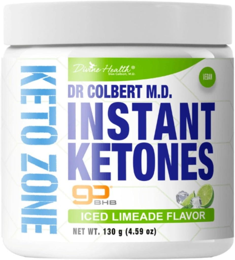 Guddommelig sundhed Dr. Colbert MD Instant Ketoner Pulver • 124; Limeade Flavor Anbefalet i The Keto Zone Diet Book • 124; GoBHB • 124; Exogenous BHB Ketone Salts • 124; 4.59oz