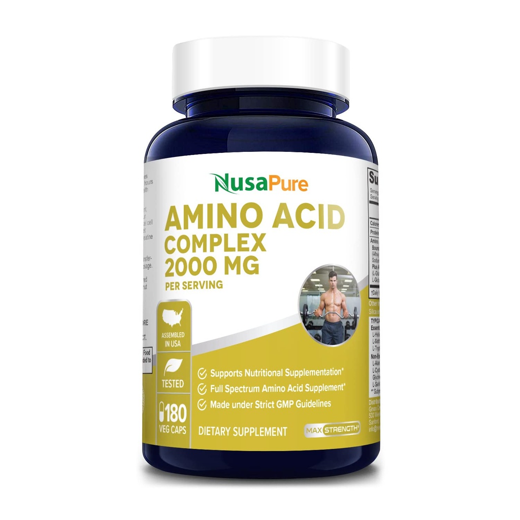 NusaPure Aminosyre Complex Blend 2000 mg- 180 Caps (ikke-GMO, Gluten- fri)