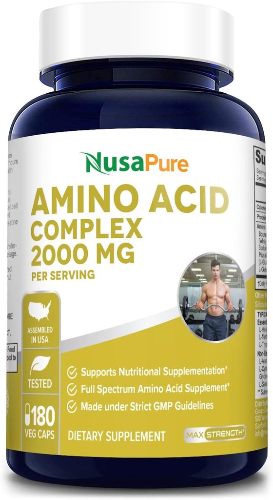 NusaPure Aminosyre Complex Blend 2000 mg- 180 Caps (ikke-GMO, Gluten- fri)