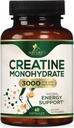 Creatin monohydrat kapsler 3000mg - Bedste Mikroniseret Creatin pulver - Understøtter Lean Muscle, Styrke, Energi, & Endurance - Naturens supplement, Non- GMO, Gluten Gratis for kvinder & mænd - 60 Kapsler