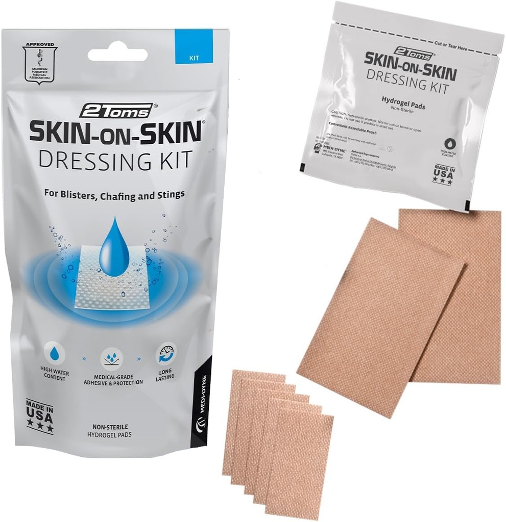 2Toms Skin- on- Hudpåklædning Kit, Medical- Grade Adhesive Bands for Blistere, Chafing, og Irritationer for All- Day Wear