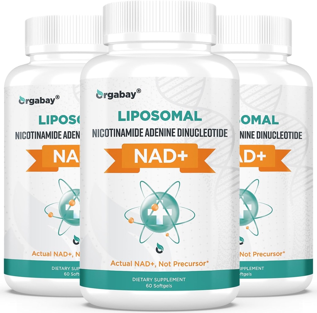 Orgabay Liposomal NAD + Supplement 500 mg, Høj Absorption, Boost NAD + med TMG 250 mg, Faktisk NAD Plus mere effektiv end Nicotinamid Riboside, Support Cellular Energy, Sund Aging