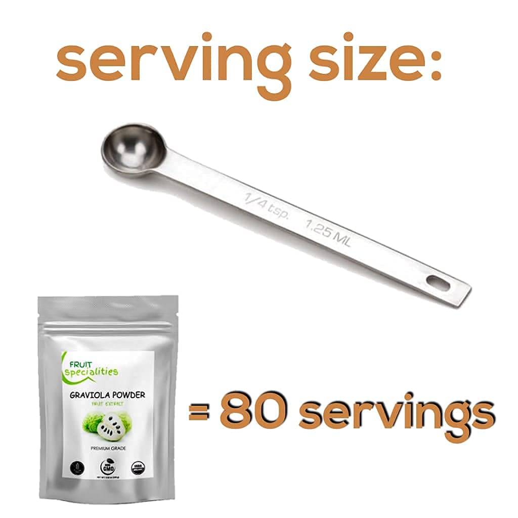 Graviola (Soursop) Økologisk frugtpulver, All- Natural Pure Graviola Fruit Powder, Annona Muricata Guanabana (3.52 oz)
