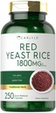 Carlyle Red Yeast Rice Supplements 124; 1800 mg • 124; 250 kapsler • 124; non- GMO & Gluten Free