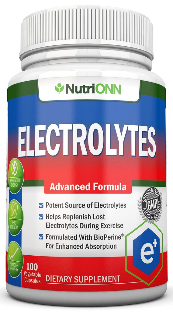 Elektrolyter - 100 Naturlige Elektrolyte Erstatningskapsler - Premium Keto Friendly Pills - Ingen Sukker - Great for Hydration, Fornyelse og Revitalisering - Trace Minerals Kalium, Magnesium, Natriumsalte