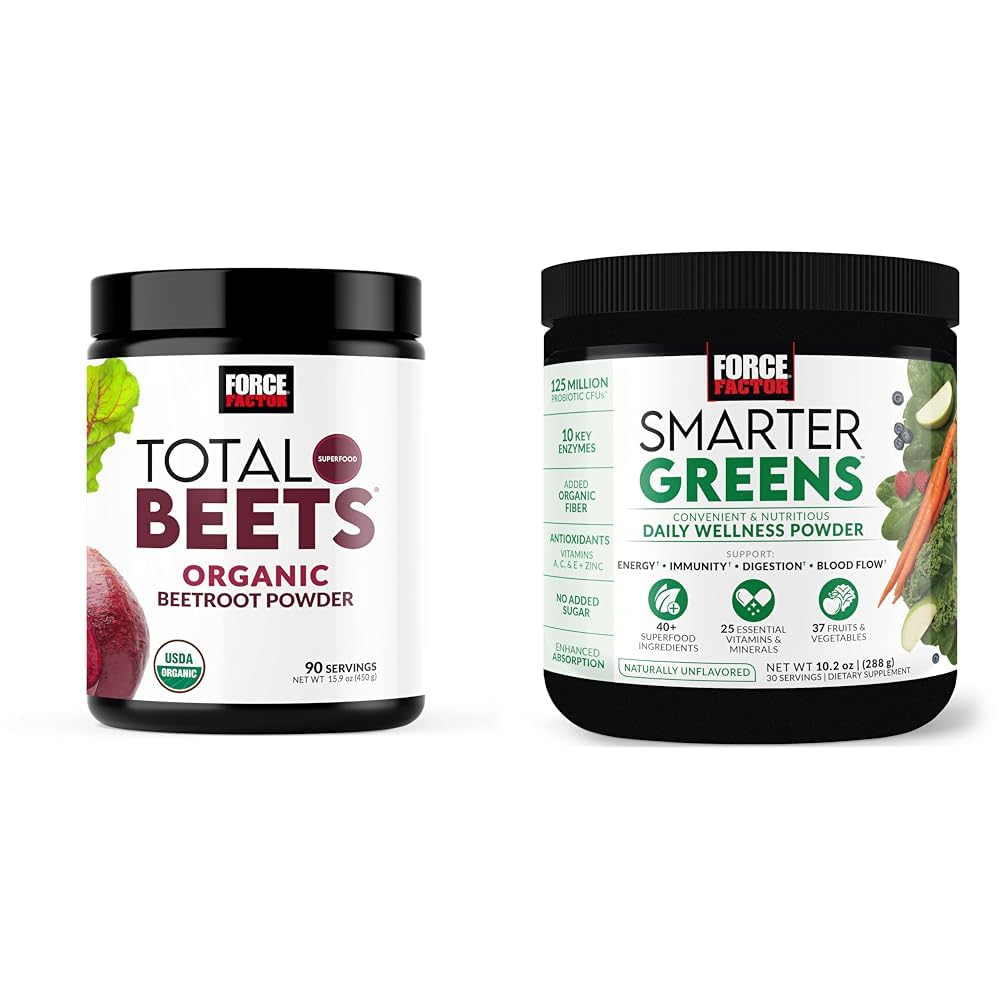 Kraftfaktor Total Beets Organic Beetroot Powder Superfood to Boost Daily Nutrition, USDA Organic & Smarter Greens Daily Wellness Powder to Support Energy, Immunity & fordøjelse