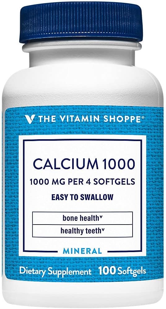Den Vitamin Shoppe Calcium 1.000MG, Let at synke Softels, Understøtter Bone & Tænder med 400IE D-vitamin (100 Softels)