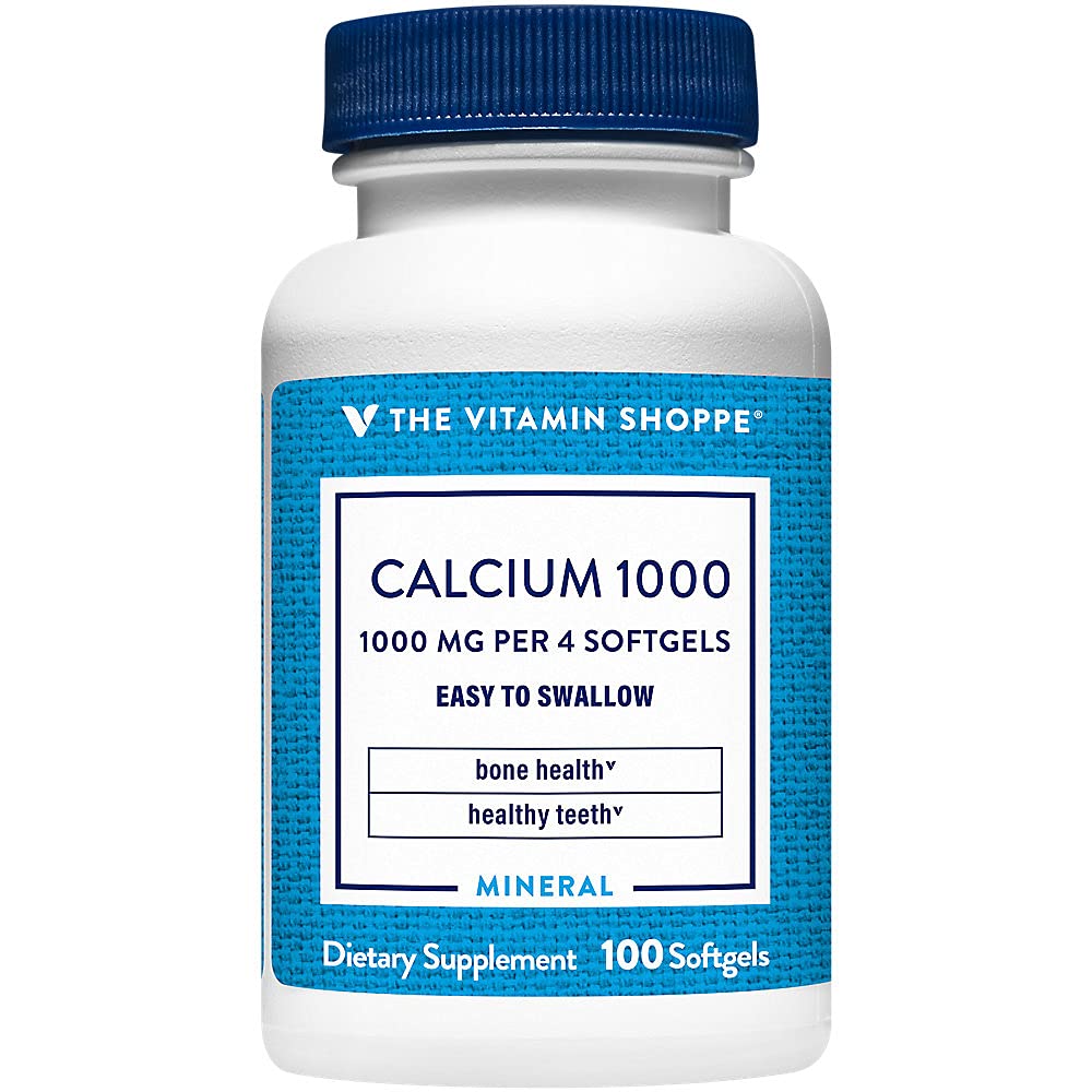 Den Vitamin Shoppe Calcium 1.000MG, Let at synke Softels, Understøtter Bone & Tænder med 400IE D-vitamin (100 Softels)