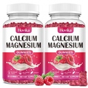 Calcium Magnesium Zink Gummies- Calcium Magnesium 2: 1 forhold med vitamin D3, K2, B6, B12 for ben styrke, muskelfunktion & nerve sundhed, ekstra Absorption Formel, Vegan, Raspberry Flavor 120 Gummies