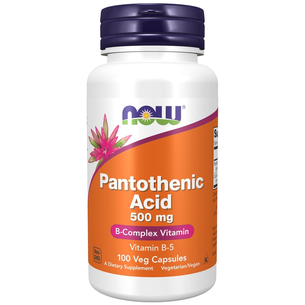 Now Foods Supplements, Pantothensyre (vitamin B- 5) 500 mg, B- Complex Vitamin, 100 kapsler