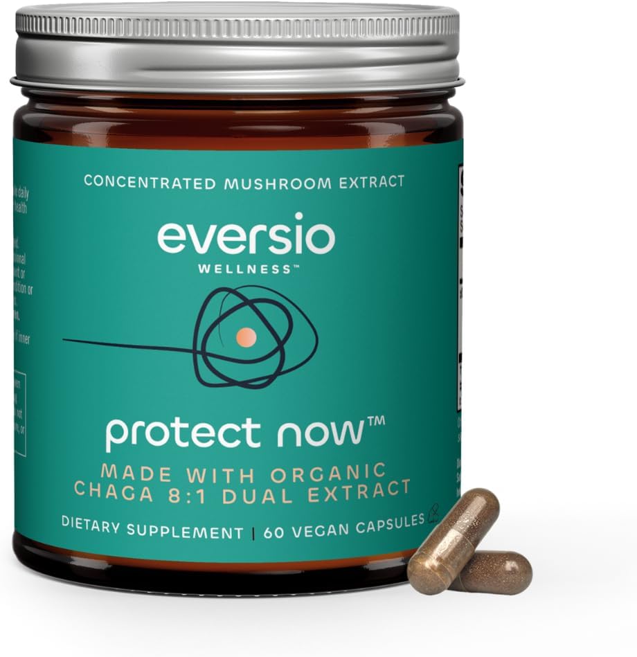 Beskyt nu Organic Chaga Mushroom Supplement - 8: 1 Dual Extract i 60 Vegan kapsler (450 mg) 60 Servering - Organic Wild- Hartered Chaga
