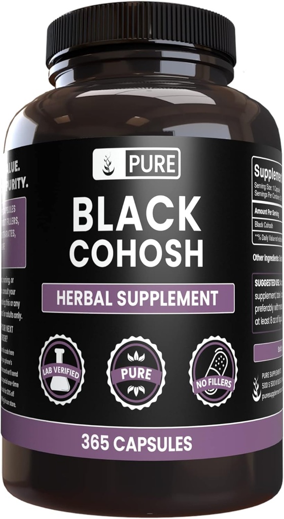 Pure Original Ingredienser Black Cohosh (365 kapsler) Ingen Magnesium eller Rice Fillers, Altid Pure, Lab Verified