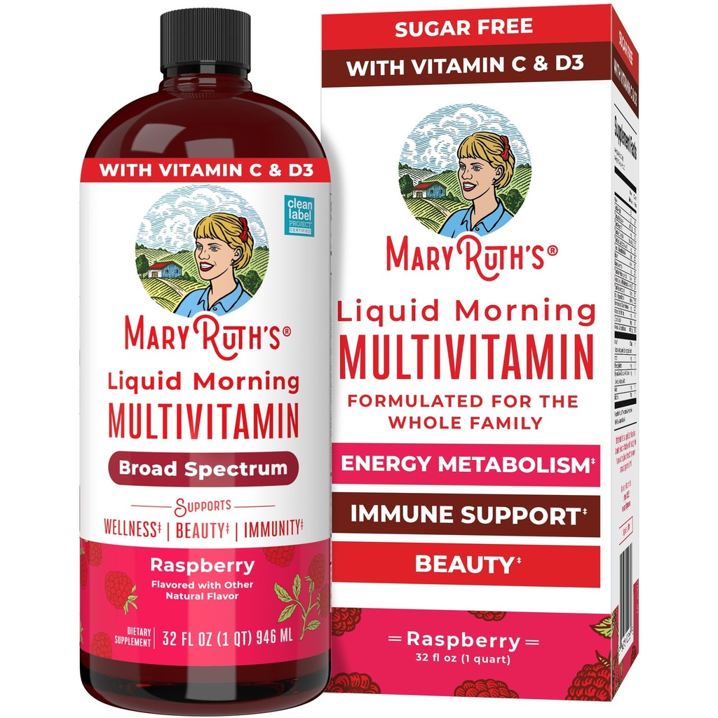 MaryRuth Organics Flydende Morgenmad Multivitamin til kvinder, Mænd & Børn