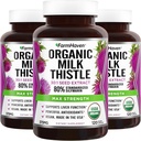 FarmHaven USDA Organic Milk Thistle Capsules Measures 124; 30X koncentreret frø ekstrakt & 80% Silymarin Standardized - Understøtter leverfunktion og total sundhed Measures 124; Non- GMO Measures 124; 360 Vegan Capsules