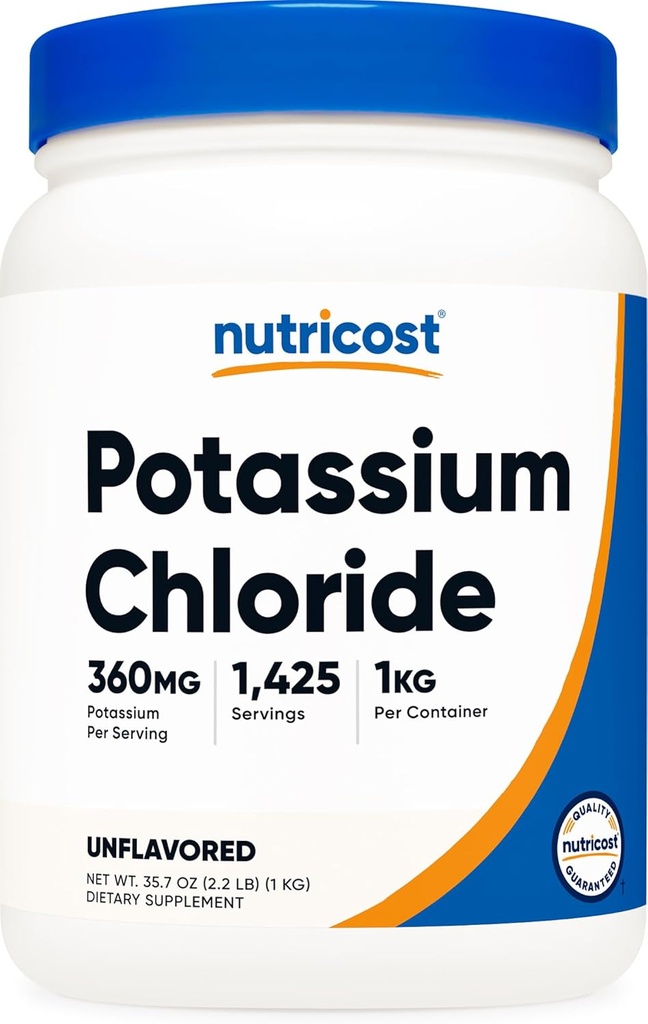 Nutricost Kaliumchlorid pulver 1 kg - Gluten fri, ikke-GMO