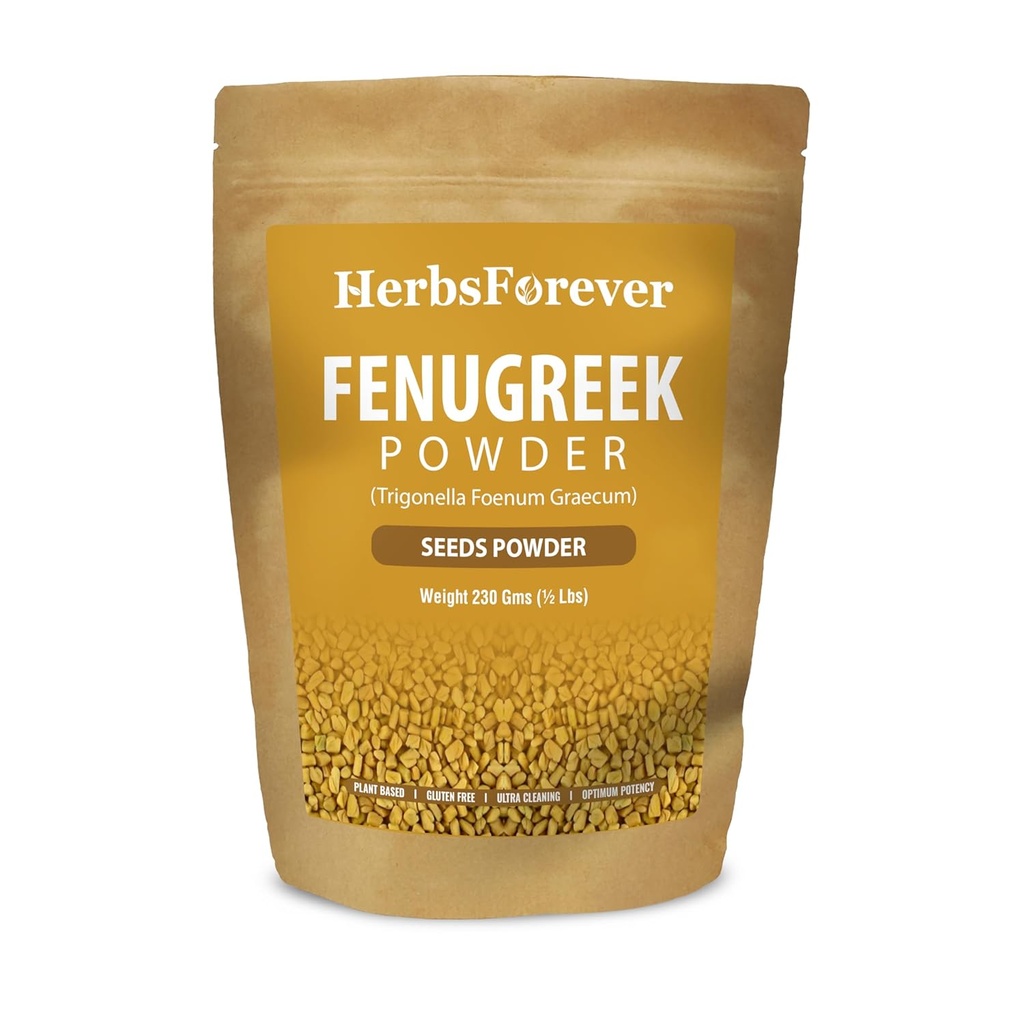 HerbsForever Fenugreek Powder Trigonella Foenum Graecum Opretholde sund fordøjelse Non GMO, Vegan 230 Gms