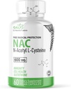 Naturens Fusioner NAC Supplement N- Acetyl Cystein - NAC 600 mg - Anti Aging Supplement, Antioxidant Supplement, Lever og lunger Support, Boost Glutathion - N Acetyl Cystein (60 kapsler)