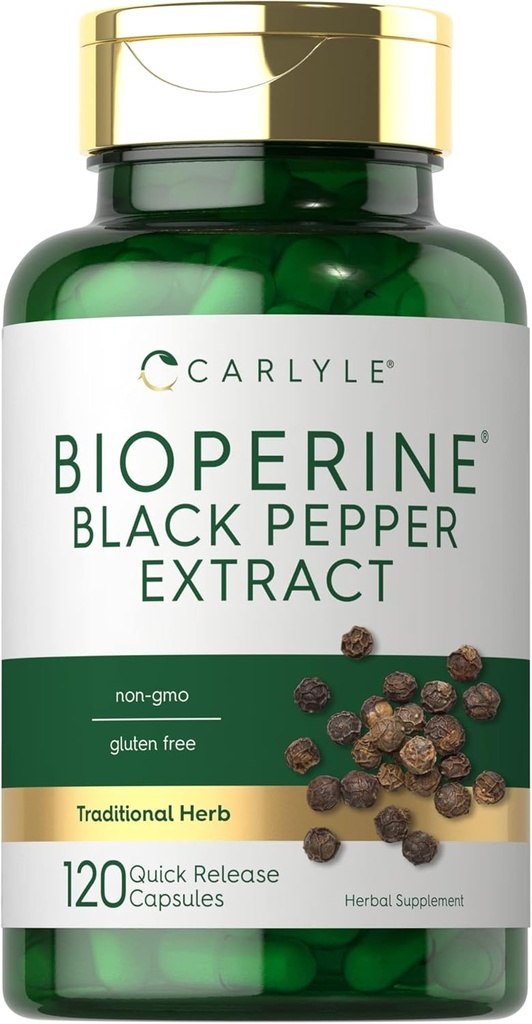 Carlyle Bioperine 10mg 10 mg 12 4; 120 kapsler 12 4; Non- GMO & Gluten Free