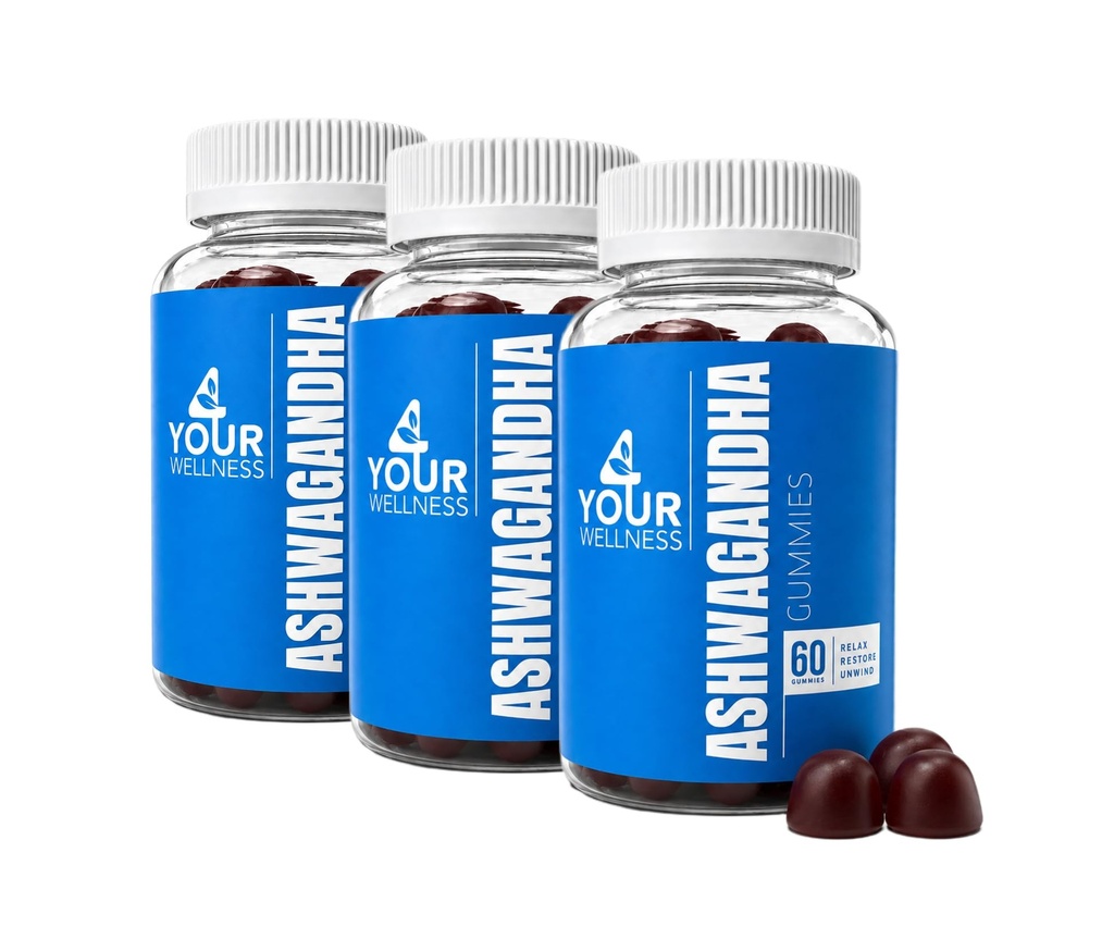 Ashwagandha Gummies Mixed Berry KSM- 66, Lions Mane, Vitamin- D, Non- GMO, Gluten- Free, Gelatine Free & Kosher (180 Greve (Pack of 3))