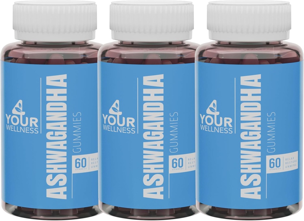 Ashwagandha Gummies Mixed Berry KSM- 66, Lions Mane, Vitamin- D, Non- GMO, Gluten- Free, Gelatine Free & Kosher (180 Greve (Pack of 3))