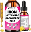 Jerntilskud til kvinder Mænd og børn, Iron Vitamin C, A, B- kompleks, Vegan Iron Drops høj potens flydende Vitamin & Iron Kosttilskud til anæmi, Red Blood Cell, Energy, Blood Builder, Gentle