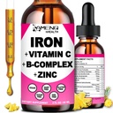 Jerntilskud til kvinder Mænd og børn, Iron Vitamin C, A, B- kompleks, Vegan Iron Drops høj potens flydende Vitamin & Iron Kosttilskud til anæmi, Red Blood Cell, Energy, Blood Builder, Gentle