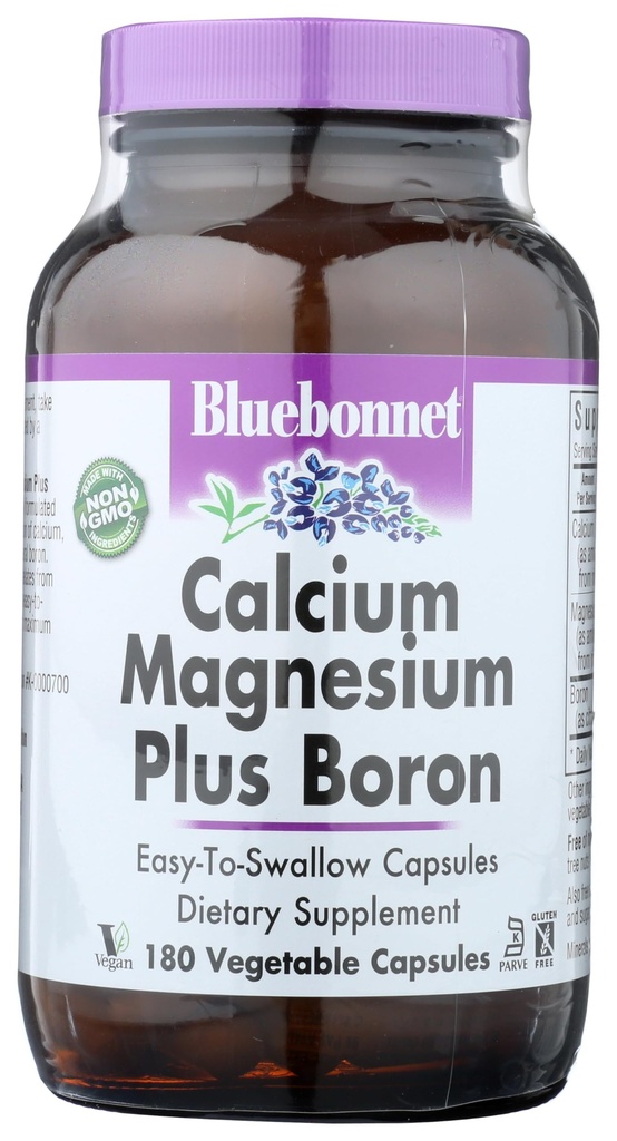 BlueBonnet Calcium Magnesium Plus Boron Vegetariske Kapsler, Off- White, 180 Greve