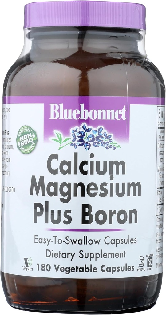 BlueBonnet Calcium Magnesium Plus Boron Vegetariske Kapsler, Off- White, 180 Greve