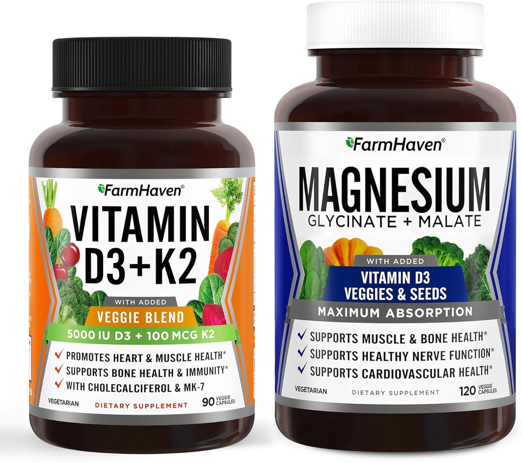 FarmHaven Magnesiumglycinat og vitamin D3 K2