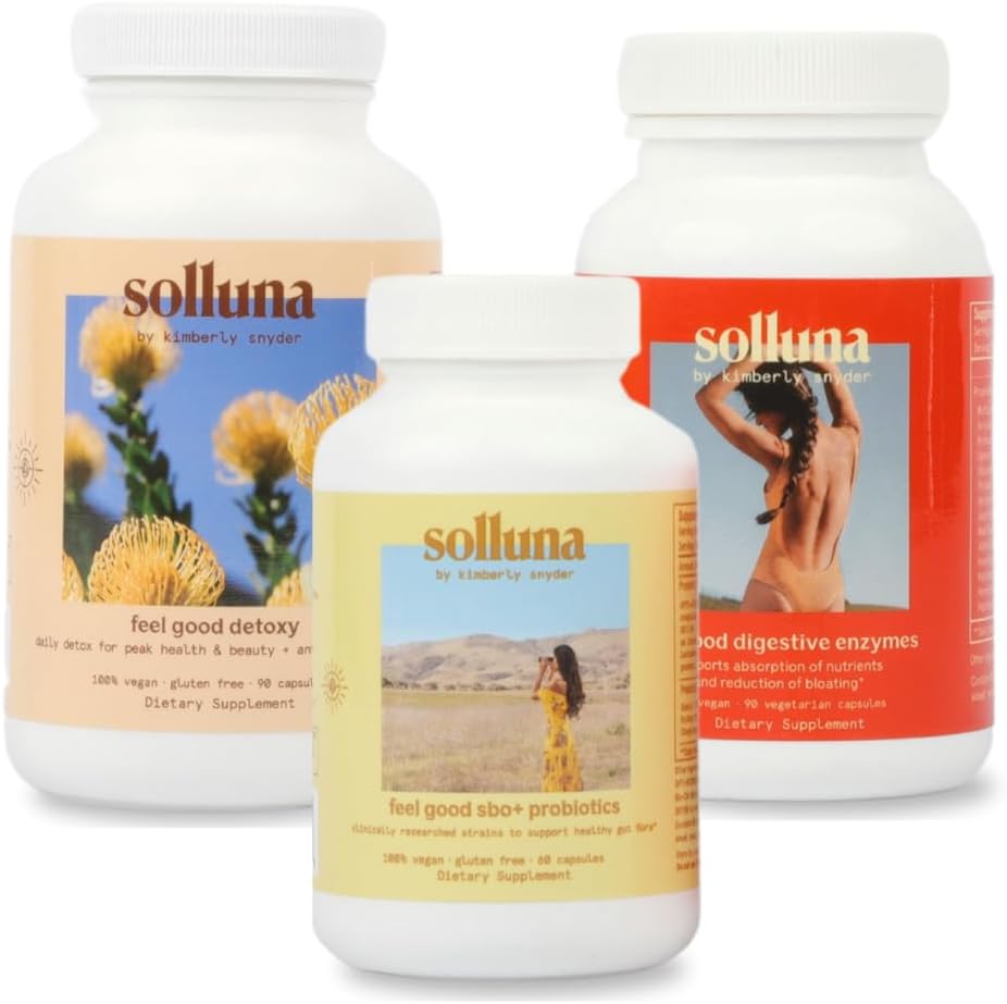 Sollua af Kimberly Snyder fordøjelsessæt - fordøjelsesenzymer + SBO Probiotika (med Prebiotika & Postbiotika) + Colon Cleanser Vegan Friendly & Non- GMO