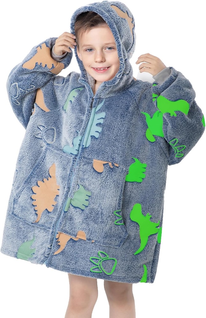 MeMoreCool Wearable Blanket Kids Blanket Hoodie, Hooded Blanket Kids Comfy Blanket Sweatshirt, Toddler Blanket med Hood
