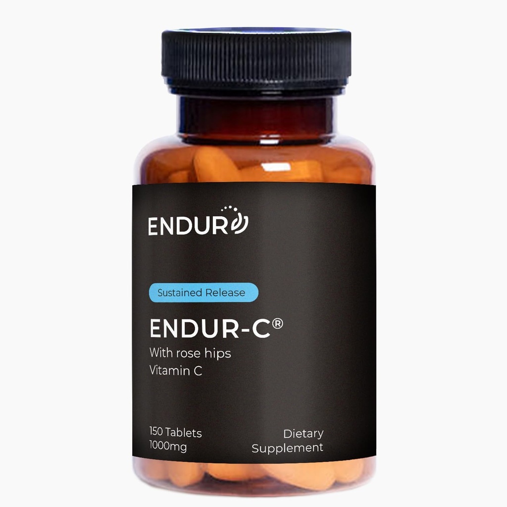 Endur ENDUR- C vitamin C med Rose Hips, Understøtter Collagen produktion, Antioxidant Protection & Gentle fordøjelse, Gluten Free, 1000mg (150 tabletter)