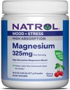 Natrol Magnesium 325 mg, Høj Absorption Magnesiumglycinat og Carbonat Blend til at hjælpe med at berolige sindet og slappe af Kroppen, 16.8 OZ af Cherry- Smaget pulver, Op til en 90 dages forsyning