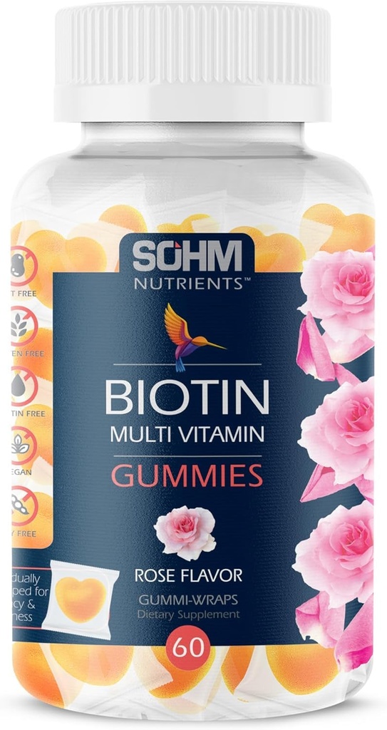 SOHM Biotin Gummies, Biotin Gummies for sundt hår, hud og negle -Multivitamin Gummies for voksne, Suppliments til mænd, Kvinder