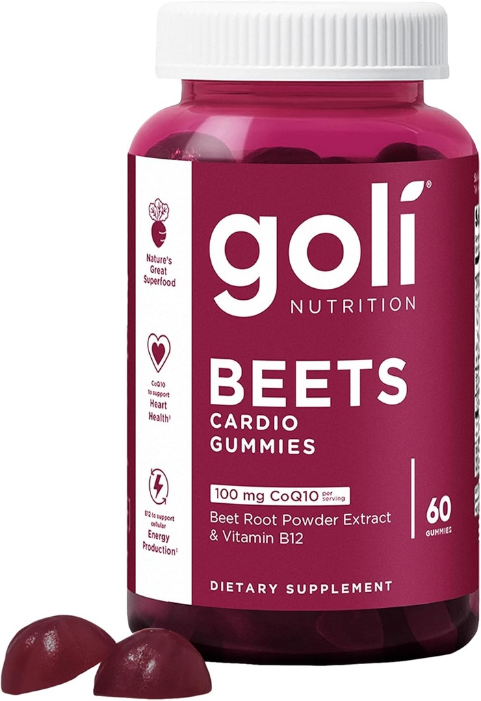 Goli Nutritional Supplement, Beets Cardio Gummy - 60 Greve - 100mg CoQ10 & Beet Root Extract - Gluten- Free, Vegan, Non- GMO, og Gelatin- Free. Nature 's Great Superfood.