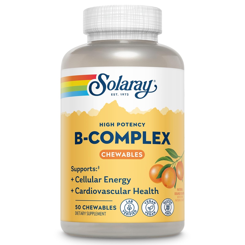 SOLARAY vitamin B- Complex 250 mg Natural Orange Flavor Name 124; Sund hår, hud, immunfunktion & Metabolisme Support