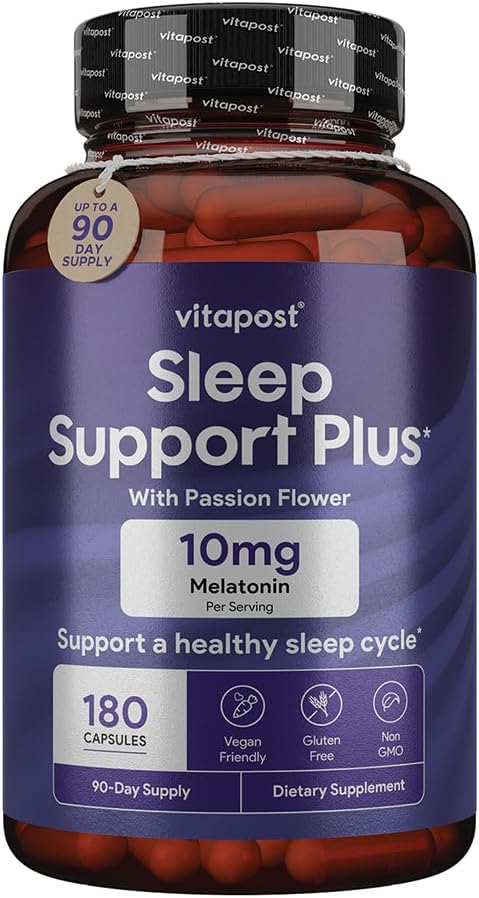 Sleep Support Plus Melatonin & Botanicals til støtte for en sund søvn cyklus, med følelser for ro og afslapning for en stor nats søvn. 180 Kapsler