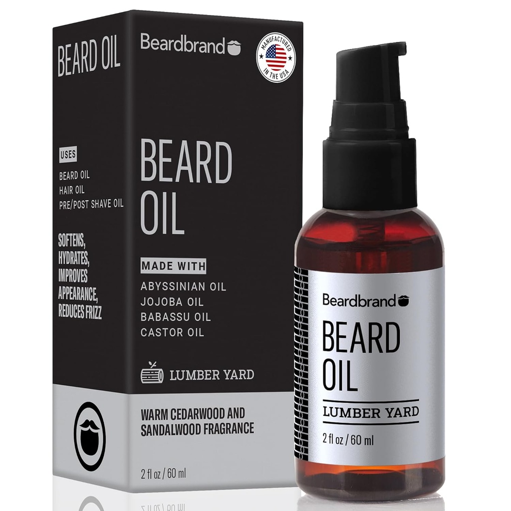 Beardbrand Beard Oil for mænd med Jojoba & E-vitamin - Softens Stubble, Betingelser Skin & Promoes Beard Growth Budd124; Sandalwood & Cedar Oil Stcent Budd124; 2 fl oz
