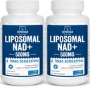 Liposomal NAD + 500 mg + Trans- Resveratrol 300 mg, Superior Absorption, True NAD Supplement Effektiv end NMN, Nicotinamid Riboside for cellulær energi Metabolisme & DNA Reparation, sund aldring, 120 Softgels