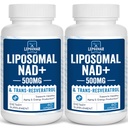 Liposomal NAD + 500 mg + Trans- Resveratrol 300 mg, Superior Absorption, True NAD Supplement Effektiv end NMN, Nicotinamid Riboside for cellulær energi Metabolisme & DNA Reparation, sund aldring, 120 Softgels