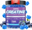 Creatinmonohydrat Gummier for mænd og kvinder 120 CT - 7200mg Creatinmonohydrat per servering, Chewable Creatinmonohydrat til muskelstøtte & energi Boost, Sugar Free, Vegan (BlueberryFlavor)