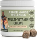 Asher House Wellness Hund Multivitamin Chews - Hund Vitaminer og Kosttilskud, Soft Chew for Pet Dogs med Probiotika, Flaxseed, Colostrum - Omfattende sundhedsstøtte fra Puppy til Senior, 120 Chews