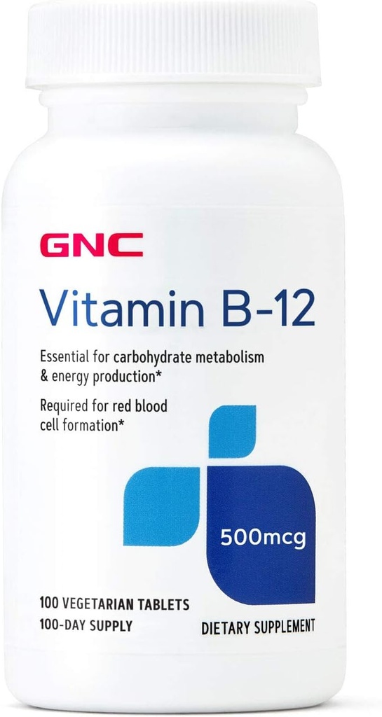 GNC-vitamin B-12 500mcg, understøtter energiproduktion, 100 tabletter