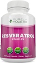 Rent Holistisk Resveratrol 1450mg, 90 Servering, Trans- Resveratrol Antioxidant supplement med C-vitamin og Polyphenol Complex, 180 Vegan kapsler